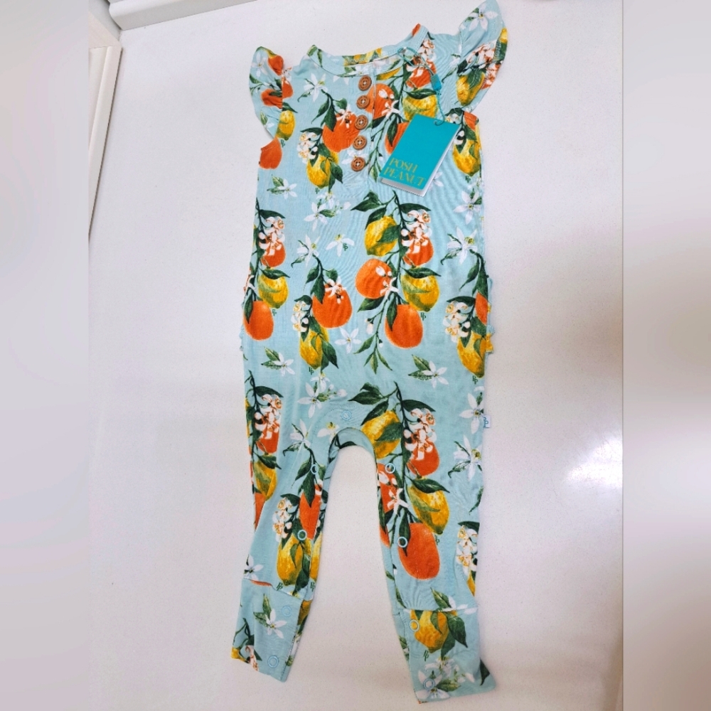 Oranges & Lemons Print Baby Romper, ONESIE